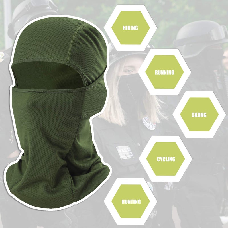 hikevalley Balaclava Face Mask Adjustable Windproof UV Protection Hood (US, Alpha, One Size, Army Green) - Image 2